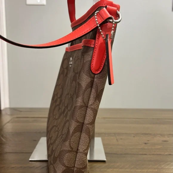 Coach Signature File Crossbody Bag with Bright Orange Trim - Picture 5 of 12